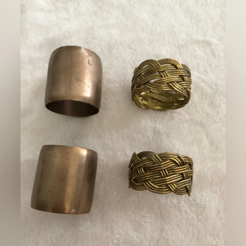 Vintage brass Woven Metal Napkin Rings Set of 4